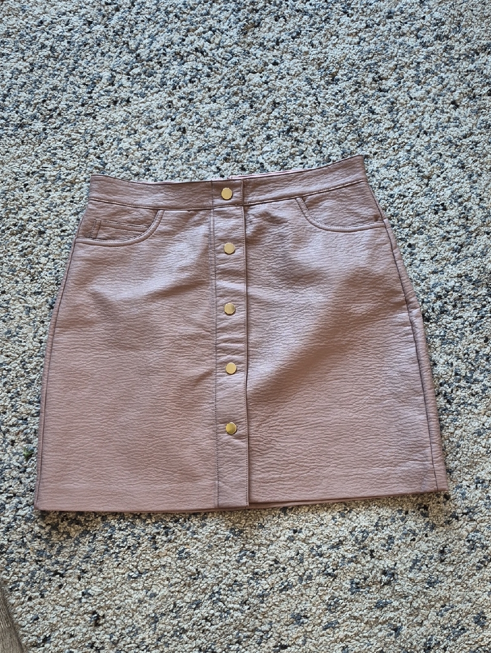 Dynamite Mauve Faux Leather Button-Front Mini Skirt